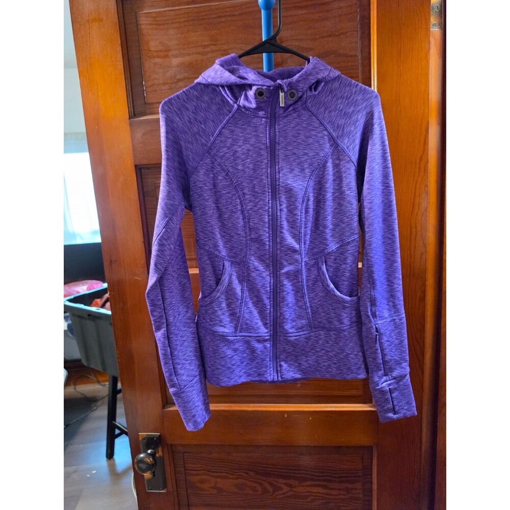 Athleta Women’s Small Purple Heather Full Zip Hooded Athletic Jacket Thumbholes
